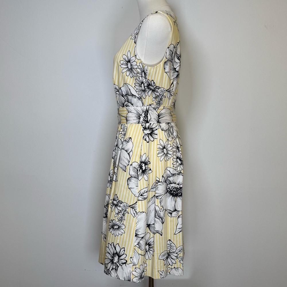Anne Klein Floral Striped Sleeveless Dress With Pockets And Belt Women’s Size 6 - Picture 3 of 10